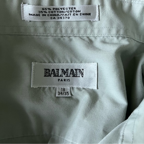 BALMAIN Paris Men’s Long Sleeves Dress Shirt Size L - Picture 4 of 5